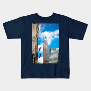 Empire State Building And US Flags Kids T-Shirt